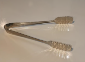 7" Silver Flat Edge Salad Serving Tongs