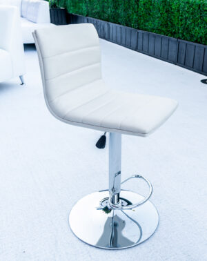 Mid Back Chrome Barstool - White