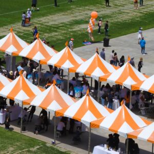 Orange and White Striped Pagoda 10' x 10'