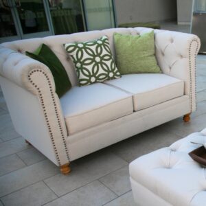 Cream Chesterfield Loveseat 5.5'