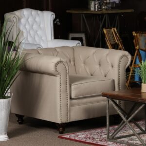 Khaki Chesterfield Armchair