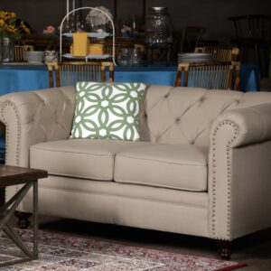 Khaki Chesterfield Loveseat 5.5'