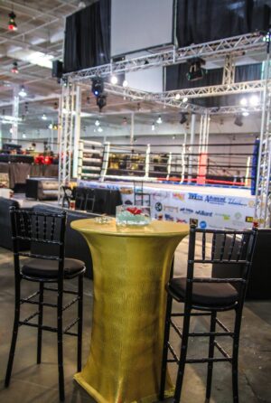 Gold Swirl Shiny Spandex Cocktail Table