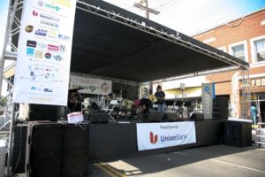 Band Stage Under Trussing With Screen Shade