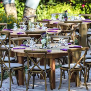 Rustic Wood Round Dining Table 60"