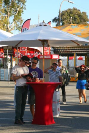 Cocktail Table With Spandex and Umbrella