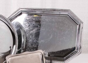 Polished Etched Round Serving Platter 13" x 20"