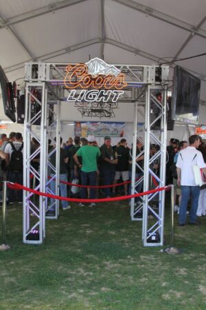 Truss With Television and Branded Lighting