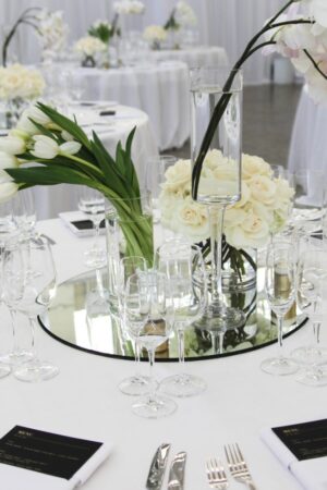 Round Tabletop Centerpiece Mirror