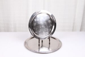 Silver Trim Stainless Steel Serving Platter 20"