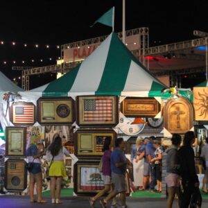 Green and White Striped Pagoda 15' x 15'