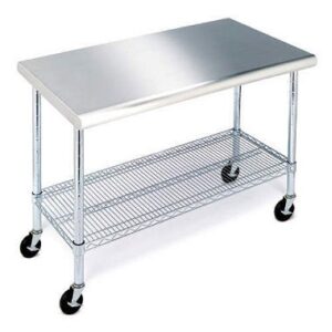 Chef's Table Stainless Steel Prep Table on Wheels - 49" NSF Certified