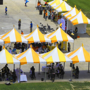 Yellow and White Striped Pagoda 10' x 10'