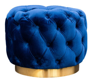 Blue Lounge Ottoman Gold Base