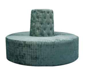 Round Tufted Lounge Bench Ottoman - Teal
