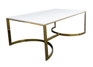 White Marble Coffee Table with Gold Base