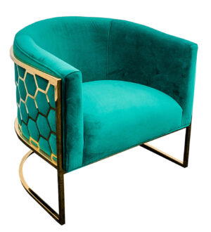 Green Honeycomb Velvet Chair