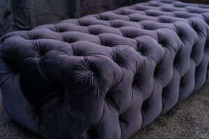 Black Velvet 4' Tufted Lounge Ottoman