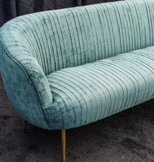 Teal Sofa with Crushed Plush Velvet