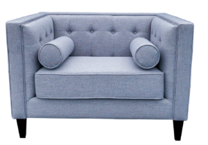 Chair, Grey Fabric, w/ Rnd Grey Cushions