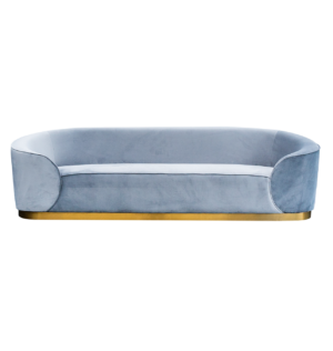 Sofa, Velvet, Steel Grey W/Gold Base