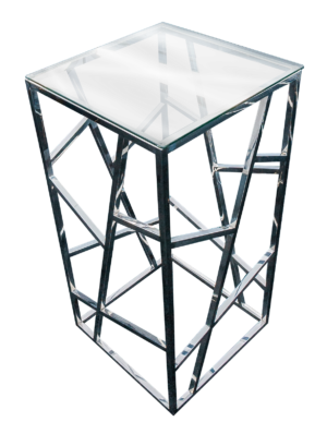 Table, Cocktail, Shiny Silver - Glass Top