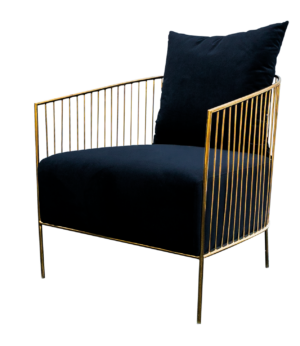 Chair, Velvet, Midnight W/ Gold Wire Frame