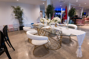 Table, Dining, Glass Gold Base,