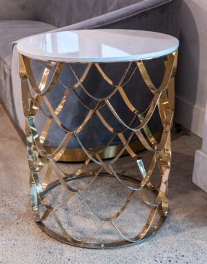 Table, Side, Marble Top Gold Scale 19"