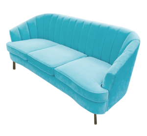 Sofa, Velvet, Tiffany Blue W/ Gold Legs