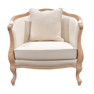 Chair, Wood, White Wash, Ivory Cushion