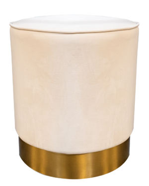 Lounge, Ottoman, Round W/Gold Base, Mocha