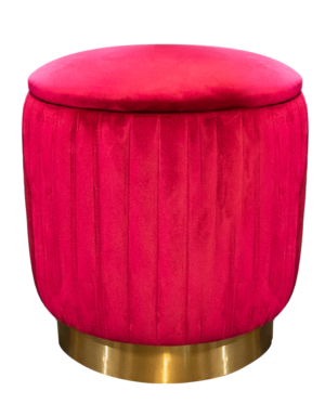 Lounge, Ottoman, Scallop Gold Base, Light Red