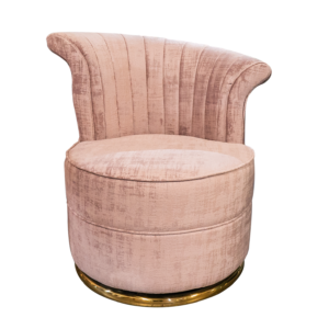CHAIR, WAVE, PINK W/ BRASS ACCENT