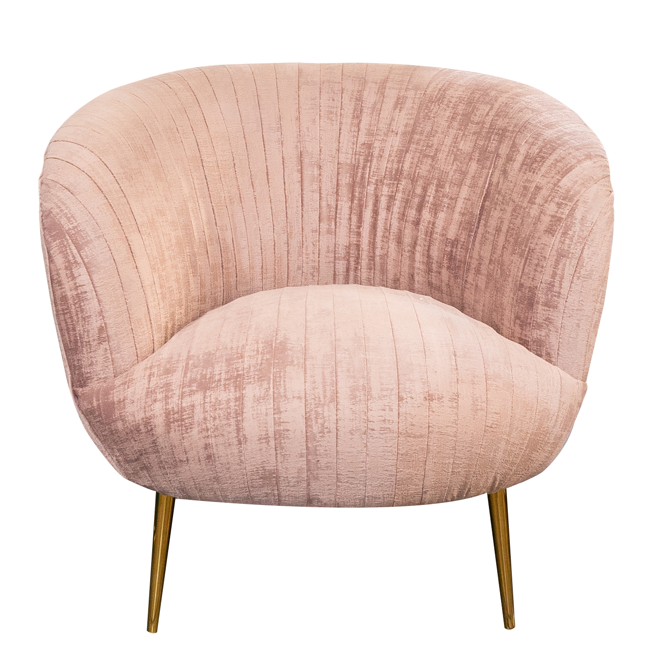 Chair, Velvet, Pink Pleated with Gold Legs