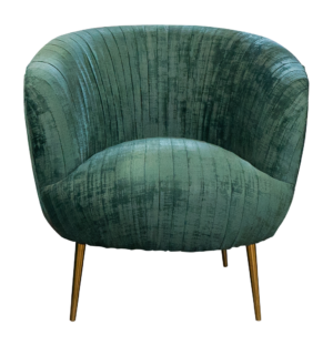 CHAIR, VELVET, TEAL PLEATED W/ GOLD LEGS