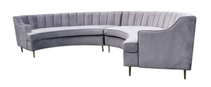 Sofa, Velvet, Half Circle Grey 2PC