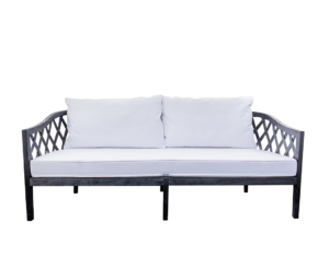 Sofa, Wood, Black, Lattice White Cushion