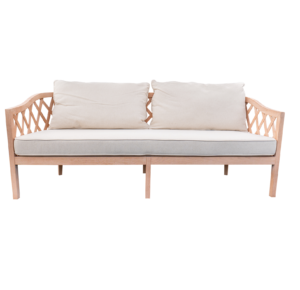 Sofa, Wood, White Wash, Lattice Ivory Cushion