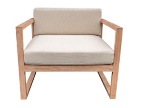 CHAIR, WOOD, MODERN, IVORY CUSHION