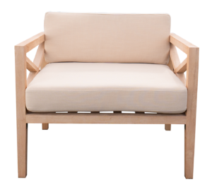 Chair, Wood, White Wash X Design, W/ Ivory Crush Cushion