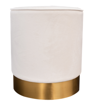 Lounge Ottoman, Round, Gold Base, Ivory