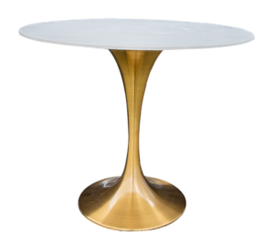 Table, Marble White, 36 Inch Round Gold Base
