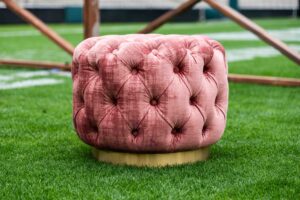 Lounge, Ottoman, Tufted Gold Base, Pink
