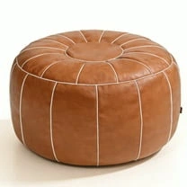 Brown Leather Pouf