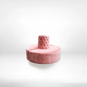 Round Tufted Lounge Bench Ottoman - Pink